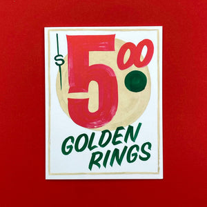 $5.00 Golden Rings Sign Painter Christmas Card