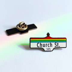 Church St Street Sign Lapel Pin