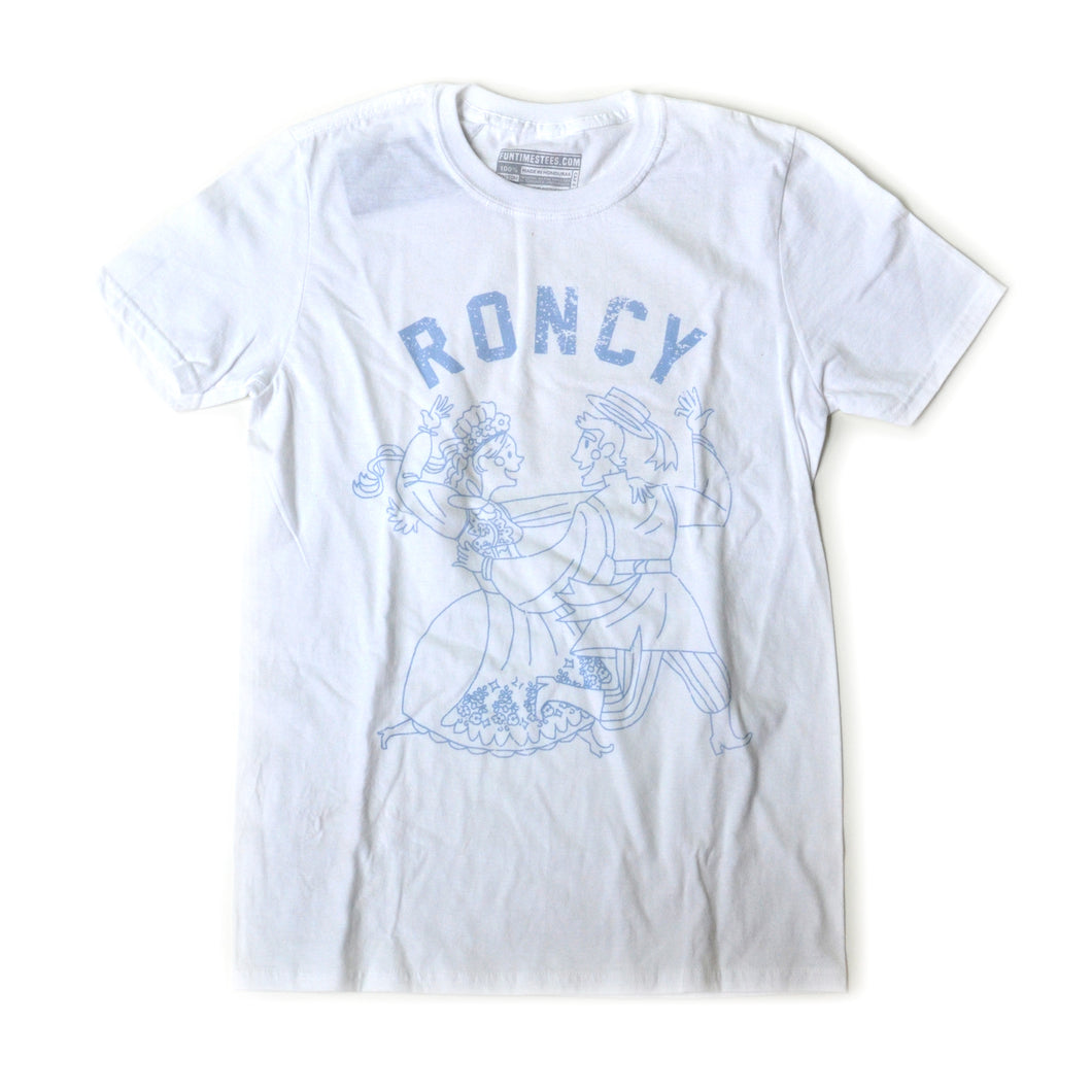 Roncy T-Shirt (White Tee, Blue ink)