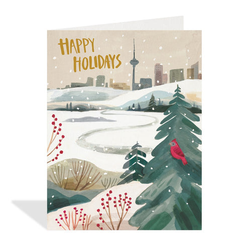 Snowy Toronto Skyline Happy Holidays Card